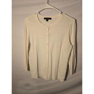 Ann Taylor Beautiful Ivory Cardigan Sweater Womens Petite Small SP Buttons S